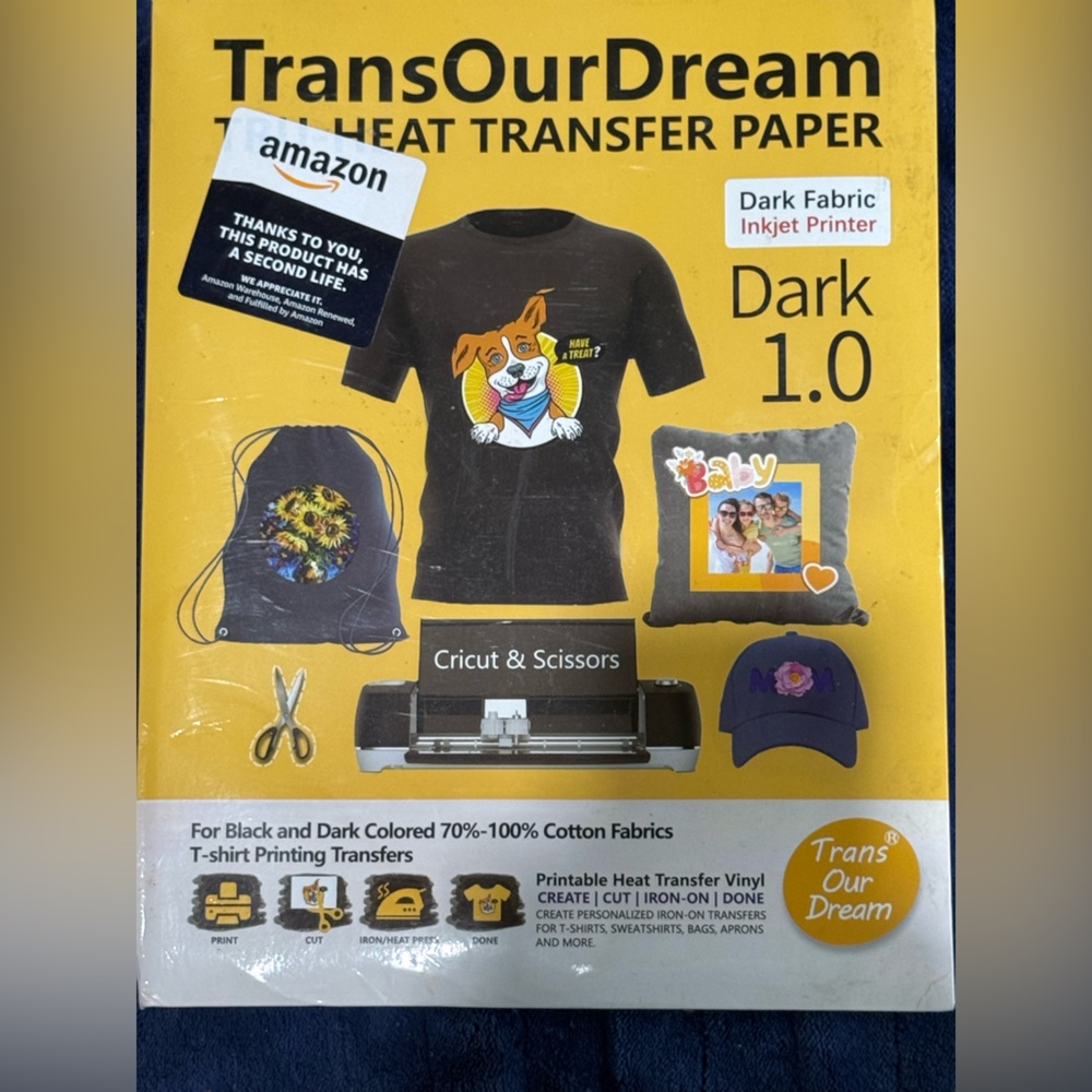 TransOurDream Dark Fabric Heat Transfer Paper - Yellow Packaging